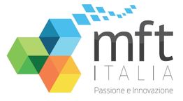 Logo "mft Italia" con esagoni colorati e testo "Passione e Innovazione".