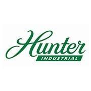 Hunter Industrial logo with green cursive and block text on a white background.