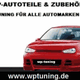 Rotes Auto, Text: "WP-Autoteile & Zubehör. Tuning für alle Automarken." Webseite unten: "wptuning.de".
