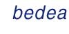 Das Bild zeigt das Wort "bedea" in blauer, kursiver Schrift auf weißem Hintergrund.