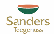Logo von Sanders Teegenuss mit grün-roter Schale und goldener Schrift.