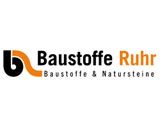 Logo von Baustoffe Ruhr mit schwarzem und orangem Text, darunter "Baustoffe & Natursteine".