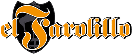 Logotipo de "el Farolillo" con fuente gótica y farol dentro de un escudo negro.