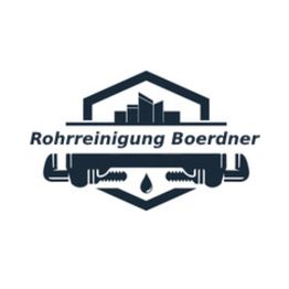 Logo von Rohrreinigung Boerdner mit Rohrzangen-Design und einem Tropfen.