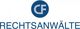 Logo mit den Buchstaben "CF" in einem blauen Kreis, darunter "RECHTSANWÄLTE" in Großbuchstaben.