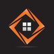 Orange geometric design with a white window icon centered on a dark background.