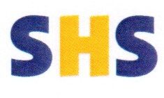 Buchstaben "SHS" in Blau und Gelb.