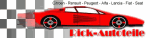 Rotes Auto vor Rennflagge mit Text "Design - Ersatz - Tuning - Alu - Lack - Fel - Seit".