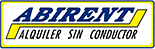 Logo de Abirent con texto "Alquiler sin conductor" en fondo blanco y bordes amarillo y azul.