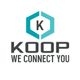 Logo mit sechseckigem Symbol und "KOOP We Connect You" in Grau auf weißem Hintergrund.