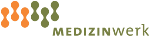Logo mit organischen Formen in Orange und Grün, daneben Text "Medizinwerk" in Großbuchstaben.