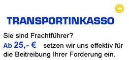 TRANSPORTINKASSO-Angebot: Effektive Forderungseinzug für Frachtführer ab 25 Euro.
