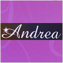 Texto "Andrea" en fuente elegante sobre fondo morado.