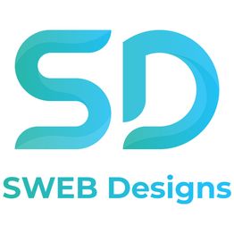 Logo mit den Buchstaben "SD" in Blau, darunter der Text "SWEB Designs".