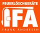 Logo: Weißer Feuerlöscher und Schrift "Feuerlöschgeräte Frank Andresen" auf orangenem Hintergrund.