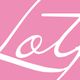 Roze logo van Lotfia schoonheidssalon met elegante witte tekst.