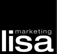 Schwarzes Quadrat mit weißem Text: "lisa marketing" in modernem Design.