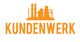 Orange Fabriksilhouette über dem Wort "KUNDENWERK" auf weißem Hintergrund.