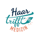 Logo mit der Aufschrift "Haar trifft Medizin" und zwei sich reichenden Händen.