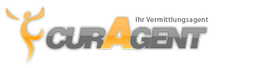 Logo mit Schriftzug "Curagent - Ihr Vermittlungsagent" und abstrahierter Figur links.