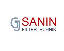 Logo mit den Buchstaben GJ in Grau und rotem Text "SANIN FILTERTECHNIK".