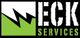 ECK Services logo with a stylized green and white mountain design on a black background.