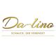 Goldenes Logo mit Schriftzug "Da-lino" und Slogan "Schmuck, der verbindet" auf weißem Hintergrund.