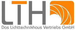Logo von LTH mit grauen Buchstaben und orangefarbenem Element. Text: "Das Lichttechnikhaus Vertriebs GmbH".