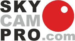 Logo mit Text "SKY CAM PRO .com" und einem roten Kreis.