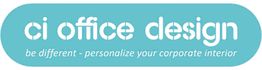 Logo mit Text: "ci office design" und Slogan "be different - personalize your corporate interior"