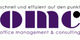 Logo von OMC mit Slogan "schnell und effizient auf den Punkt" in Lila.