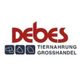 Debes-Logo mit Tiersilhouetten und Text "Tiernahrung Großhandel".