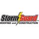 Logo of Storm Guard Roofing and Construction with a yellow lightning bolt between words.
