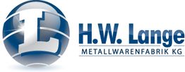 Logo der Firma H.W. Lange Metallwarenfabrik KG mit einem blauen Globus und dem Buchstaben L.