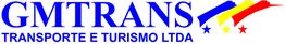 Logotipo da GMTRANS com texto "Transporte e Turismo LTDA" e estrelas azul, amarela e vermelha.