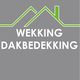 Grijs logo met groene huislijn en tekst "Wekking Dakbedekking".