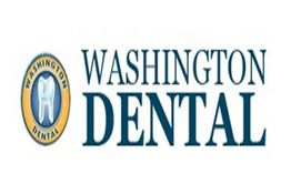 Washington Dental logo with a tooth inside a blue and gold circle on the left.