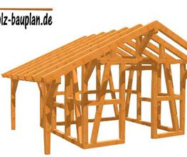 Holzrahmenkonstruktion mit Dachschrägen von holz-bauplan.de.