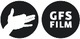 Zwei schwarze Kreise: Links Handgeste, rechts Text "GFS FILM" in Weiß.