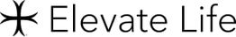 Cross symbol with text: "Elevate Life" in black font.