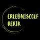 Schwarzer Hintergrund mit gelber Schrift: "Erlebniscolf Rerik", umgeben von einem gelben Kreis.
