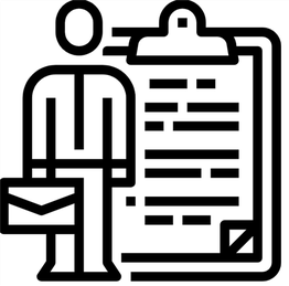 Person and clipboard icon, representing documents or checklist.