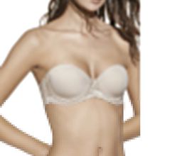Persona con sujetador strapless beige.