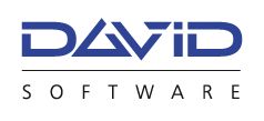 Logo mit blauem Text: "DAVID" oben, "SOFTWARE" unten, getrennt durch eine dünne Linie.