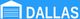 Logo with a garage icon and the word "DALLAS" in bold white text on a blue background.