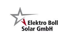 Logo mit Stern und Schriftzug "Elektro Boll Solar GmbH" in Schwarz und Rot.