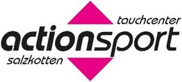 Logo von Actionsport Tauchcenter Salzkotten mit pinkem Rautensymbol.