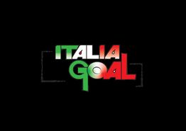 Logo con scritta "Italia Goal" in colori della bandiera italiana su sfondo nero.