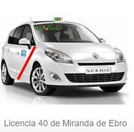 Taxi blanco modelo Renault Scenic con licencia 40 de Miranda de Ebro.