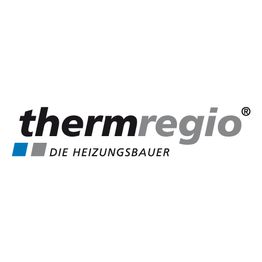 Logo von Thermregio, Die Heizungsbauer, in Schwarz und Grau auf weißem Hintergrund.